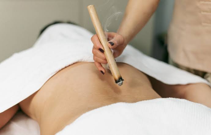 Moxibustion therapy session